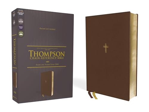 Nasb, Thompson Chain-Reference Bible, Leathersoft, Brown, 1995 Text, Red Letter, Comfort Print by Frank Charles Thompson, Imitation Leather book cover