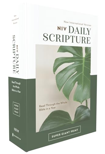 Niv, Daily Scripture, Super Giant Print, Paperback, White/Green, Comfort Print: 365 Days to Read Through the Whole Bible in a Year by Zondervan, Paperback book cover