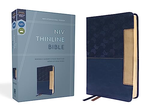 Niv, Thinline Bible, Leathersoft, Blue, Red Letter, Comfort Print by Zondervan, Imitation Leather book cover