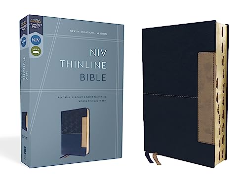 Niv, Thinline Bible, Leathersoft, Blue, Red Letter, Thumb Indexed, Comfort Print by Zondervan, Imitation Leather book cover