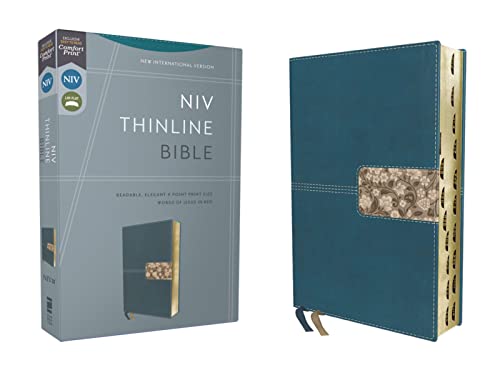 Niv, Thinline Bible, Leathersoft, Teal, Red Letter, Thumb Indexed, Comfort Print by Zondervan, Imitation Leather book cover