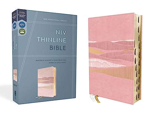 Niv, Thinline Bible, Leathersoft, Pink, Red Letter, Thumb Indexed, Comfort Print by Zondervan, Imitation Leather book cover