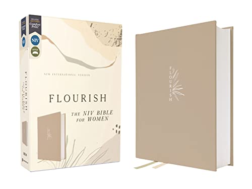 Flourish: The NIV Bible for Women, Cloth Over Board, Cream, Comfort Print by Livingstone Corporation, Hardcover book cover