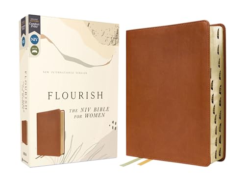 Flourish: The NIV Bible for Women, Leathersoft, Brown, Thumb Indexed, Comfort Print by Livingstone Corporation, Imitation Leather book cover