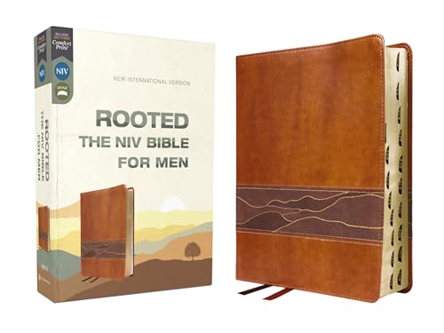 Rooted: The NIV Bible for Men, Leathersoft, Brown, Thumb Indexed, Comfort Print by Livingstone Corporation, Imitation Leather book cover