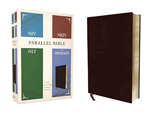 Niv, Nkjv, Nlt, the Message, (Contemporary Comparative) Parallel Bible, Bonded Leather, Burgundy by Zondervan, Bonded Leather book cover