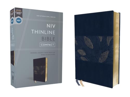 Niv, Thinline Bible, Compact, Leathersoft, Blue Floral, Red Letter, Comfort Print by Zondervan, Imitation Leather book cover