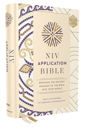 NIV Application Bible, Hardcover, Multi-Cream, Red Letter, Comfort Print: Bringing the Ancient Message of the Bible Into Your World by Zondervan, Hardcover book cover