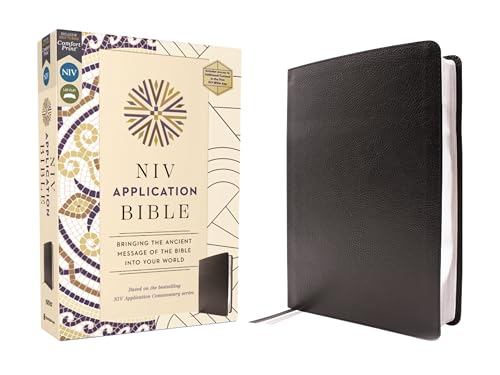 NIV Application Bible, European Bonded Leather, Black, Red Letter, Comfort Print: Bringing the Ancient Message of the Bible Into Your World by Zondervan, Bonded Leather book cover