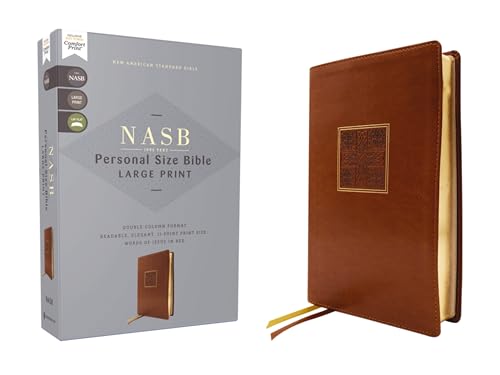 Nasb, Personal Size Bible, Large Print, Leathersoft, Brown, Red Letter, 1995 Text, Comfort Print by Zondervan, Imitation Leather book cover