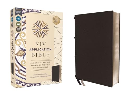 NIV Application Bible, Genuine Leather, Calfskin, Black, Red Letter, Comfort Print: Bringing the Ancient Message of the Bible Into Your World book cover