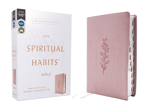 Niv, Spiritual Habits Bible, Leathersoft, Pink, Red Letter, Thumb Indexed, Comfort Print: Learn to Live a Gospel-Centered Life by Joe Carter, Imitation Leather book cover