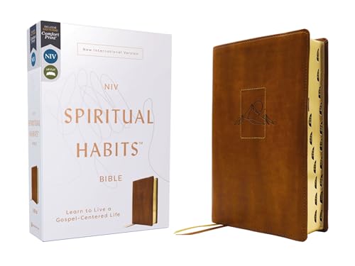 Niv, Spiritual Habits Bible, Leathersoft, Tan, Red Letter, Thumb Indexed, Comfort Print: Learn to Live a Gospel-Centered Life by Joe Carter, Imitation Leather book cover