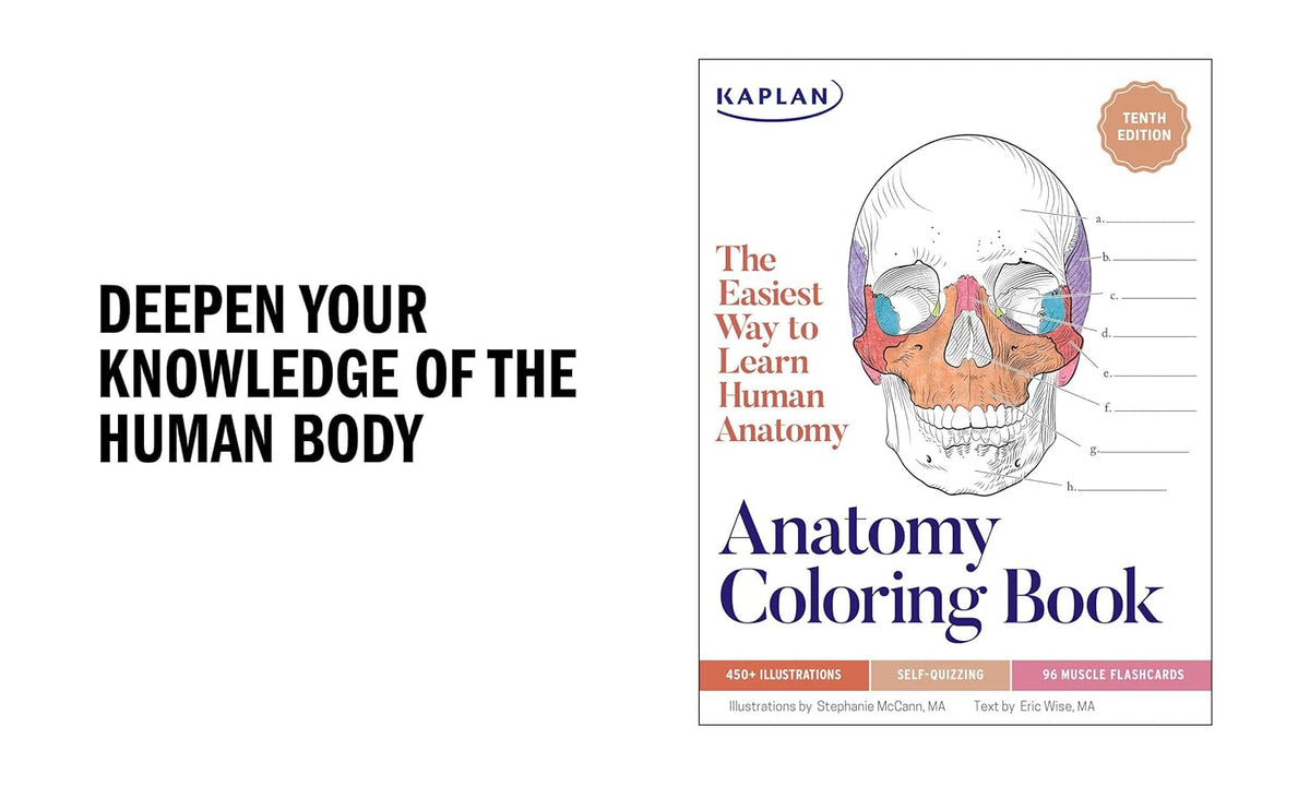 Anatomy Coloring Book with 450+ realistic medical illustrations, Kaplan Test Prep