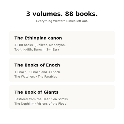 Lost Books of the Bible 3-Book Set — Complete Restored Ethiopian Bible (88 Books), The Books of Enoch 1-2-3 & The Book of Giants | Large Print, Illustrated, Audiobook Included