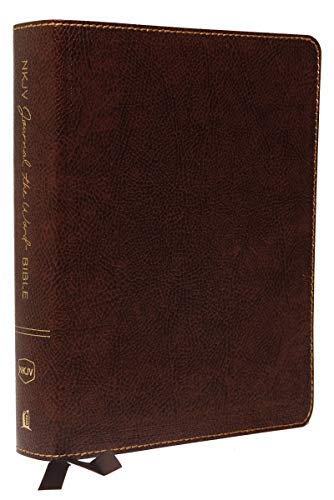 NKJV, Journal the Word Bible, Large Print, Bonded Leather, Brown, Red Letter Edition: Reflect, Journal, or Create Art Next to Your Favorite Verses by Thomas Nelson, Bonded Leather book cover