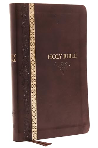 KJV, Thinline Bible, Standard Print, Imitation Leather, Brown, Indexed, Red Letter Edition, Comfort Print by Thomas Nelson, Imitation Leather book cover