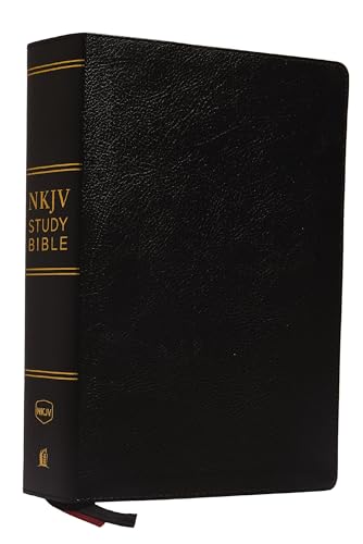NKJV Study Bible, Premium Bonded Leather, Black, Red Letter Edition, Comfort Print: The Complete Resource for Studying God's Word by Thomas Nelson, Bonded Leather book cover
