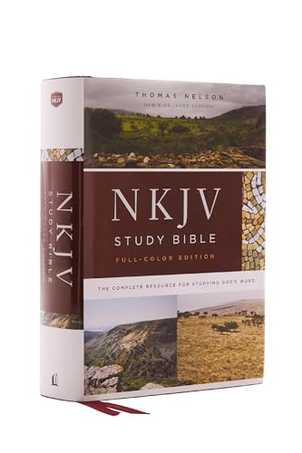NKJV Study Bible, Hardcover, Full-Color, Red Letter Edition, Comfort Print: The Complete Resource for Studying God's Word by Thomas Nelson, Hardcover book cover