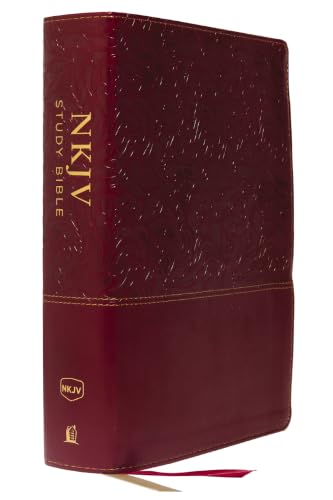 NKJV Study Bible, Imitation Leather, Red, Full-Color, Red Letter Edition, Comfort Print: The Complete Resource for Studying God's Word by Thomas Nelson, Imitation Leather book cover