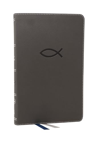 Nkjv, Thinline Bible Youth Edition, Leathersoft, Gray, Red Letter Edition, Comfort Print by Thomas Nelson, Imitation Leather book cover