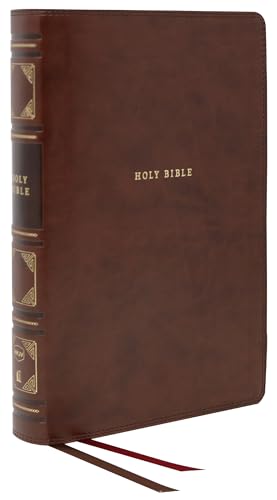 Nkjv, Reference Bible, Classic Verse-By-Verse, Center-Column, Leathersoft, Brown, Red Letter Edition, Comfort Print by Thomas Nelson, Imitation Leather book cover