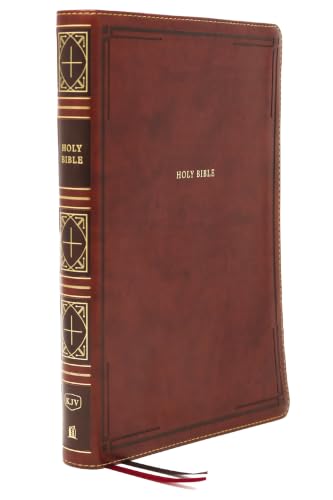 Kjv, Thinline Bible, Giant Print, Leathersoft, Brown, Red Letter Edition, Comfort Print: Holy Bible, King James Version by Thomas Nelson, Imitation Leather book cover