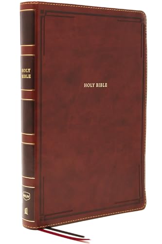 Nkjv, Thinline Bible, Giant Print, Leathersoft, Brown, Thumb Indexed, Red Letter Edition, Comfort Print: Holy Bible, New King James Version by Thomas Nelson, Imitation Leather book cover