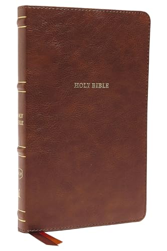 Nkjv, Thinline Bible, Leathersoft, Brown, Thumb Indexed, Red Letter Edition, Comfort Print: Holy Bible, New King James Version by Thomas Nelson, Imitation Leather book cover