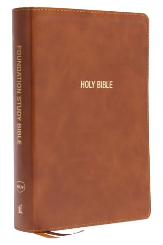 Nkjv, Foundation Study Bible, Large Print, Leathersoft, Brown, Red Letter, Thumb Indexed, Comfort Print: Holy Bible, New King James Version by Thomas Nelson, Imitation Leather book cover