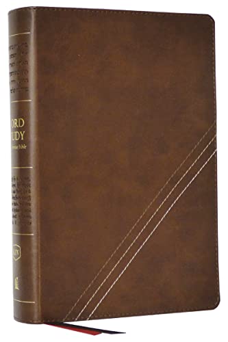 Kjv, Word Study Reference Bible, Leathersoft, Brown, Red Letter, Thumb Indexed, Comfort Print: 2,000 Keywords That Unlock the Meaning of the Bible by Thomas Nelson, Imitation Leather book cover