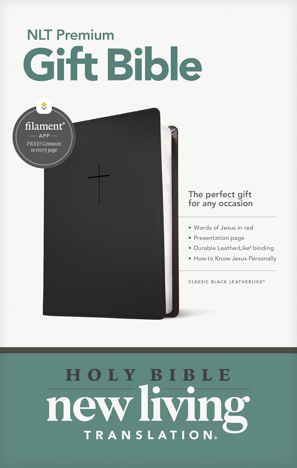Premium Gift Bible NLT, Filament Enabled (Leatherlike, Classic Black, Red Letter)
