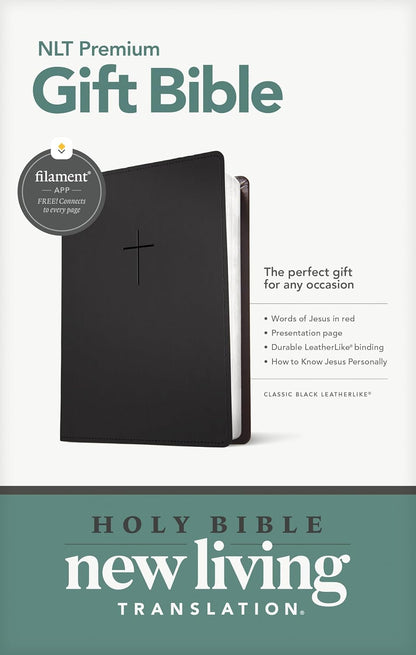 Premium Gift Bible NLT, Filament Enabled (Leatherlike, Classic Black, Red Letter)