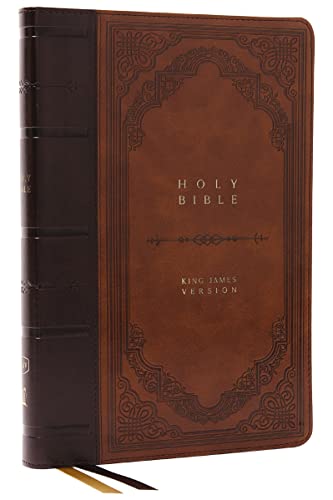 KJV Holy Bible: Giant Print Thinline Bible, Brown Leathersoft, Red Letter, Comfort Print: King James Version (Vintage Series) by Thomas Nelson, Imitation Leather book cover