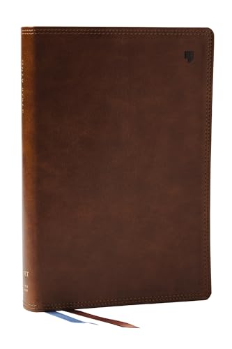 Net Bible, Large Print Thinline with Cross References, Brown Leathersoft, Comfort Print by Thomas Nelson, Imitation Leather book cover