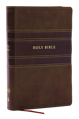 NKJV Personal Size Large Print Bible with 43,000 Cross References, Brown Leathersoft, Red Letter, Comfort Print by Thomas Nelson, Imitation Leather book cover