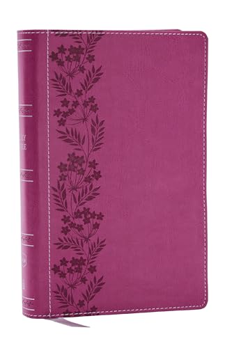 NKJV Personal Size Large Print Bible with 43,000 Cross References, Pink Leathersoft, Red Letter, Comfort Print by Thomas Nelson, Imitation Leather book cover