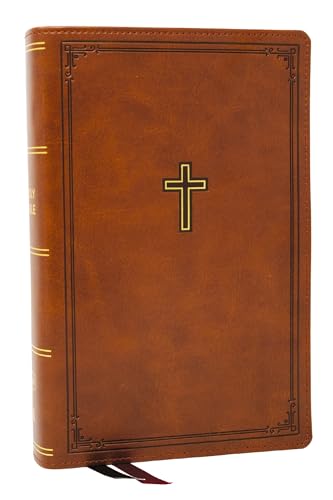 KJV Personal Size Large Print End-Of-Verse Reference Bible, Brown Leathersoft, Red Letter, Comfort Print by Thomas Nelson, Imitation Leather book cover