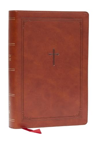 KJV Giant Print End-Of-Verse Reference Bible, Brown Leathersoft, Red Letter, Comfort Print by Thomas Nelson, Imitation Leather book cover