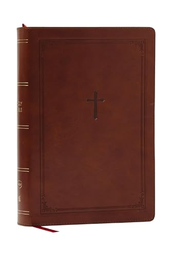 NKJV Giant Print End-Of-Verse Reference Bible, Brown Leathersoft, Red Letter, Comfort Print: Holy Bible by Thomas Nelson, Imitation Leather book cover