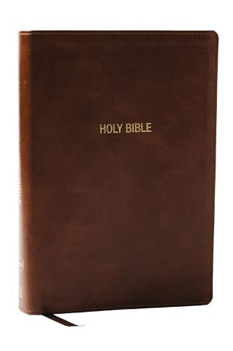 NKJV Foundation Study Bible, Wide-Margin, Brown Leathersoft, Red Letter by Thomas Nelson, Imitation Leather book cover