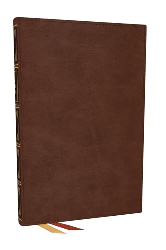 Nkjv, Thinline Bible, Large Print, Brown Leathersoft, Red Letter, Comfort Print: Holy Bible, New King James Version by Thomas Nelson Publishers, Imitation Leather book cover