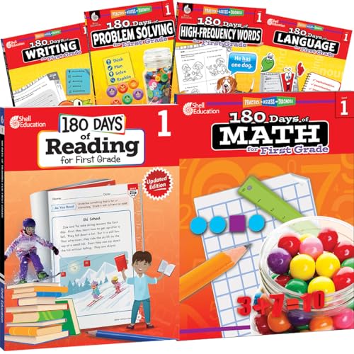 180 Days(r) Reading, High-Frequency Words, Math, Problem Solving, Writing, & Language for Grade 1: 6-Book Set: Practice, Assess, Diagnose book cover