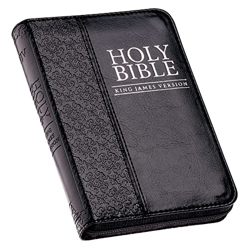 KJV Mini Pocket Edition: Zippered Black by Christian Art Gifts, Imitation Leather book cover