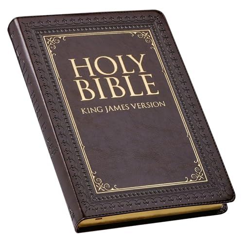 KJV Large Print Thumb Index Edition: Brown by Christian Art Gifts, Imitation Leather book cover