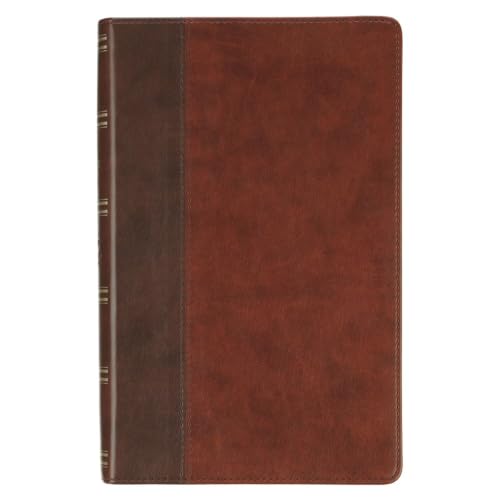 KJV Giant Print Lux-Leather 2-Tone Brown by Christian Art Gifts, Imitation Leather book cover