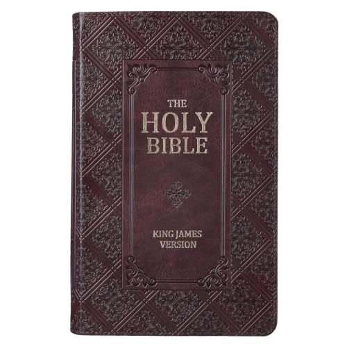 KJV Giant Print Lux-Leather Pattern Dark Brown by Christian Art Gifts, Imitation Leather book cover
