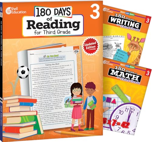 180 Days(r) Reading, Writing and Math for Grade 3: 3-Book Set: Practice, Assess, Diagnose book cover