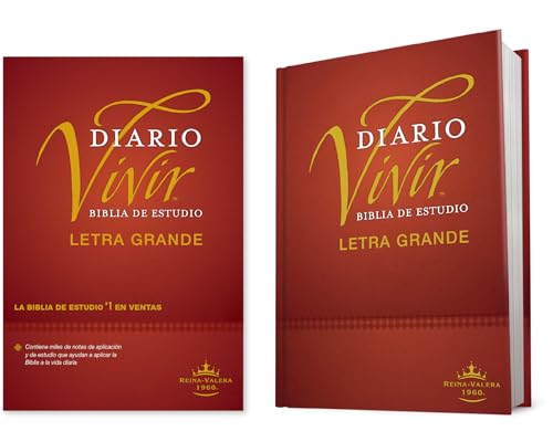 Biblia de Estudio del Diario Vivir Rvr60, Letra Grande (Letra Roja, Tapa Dura) by Tyndale, Hardcover book cover