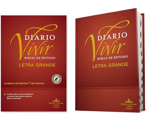 Biblia de Estudio del Diario Vivir Rvr60, Letra Grande (Letra Roja, Tapa Dura, Indice) by Tyndale, Hardcover book cover